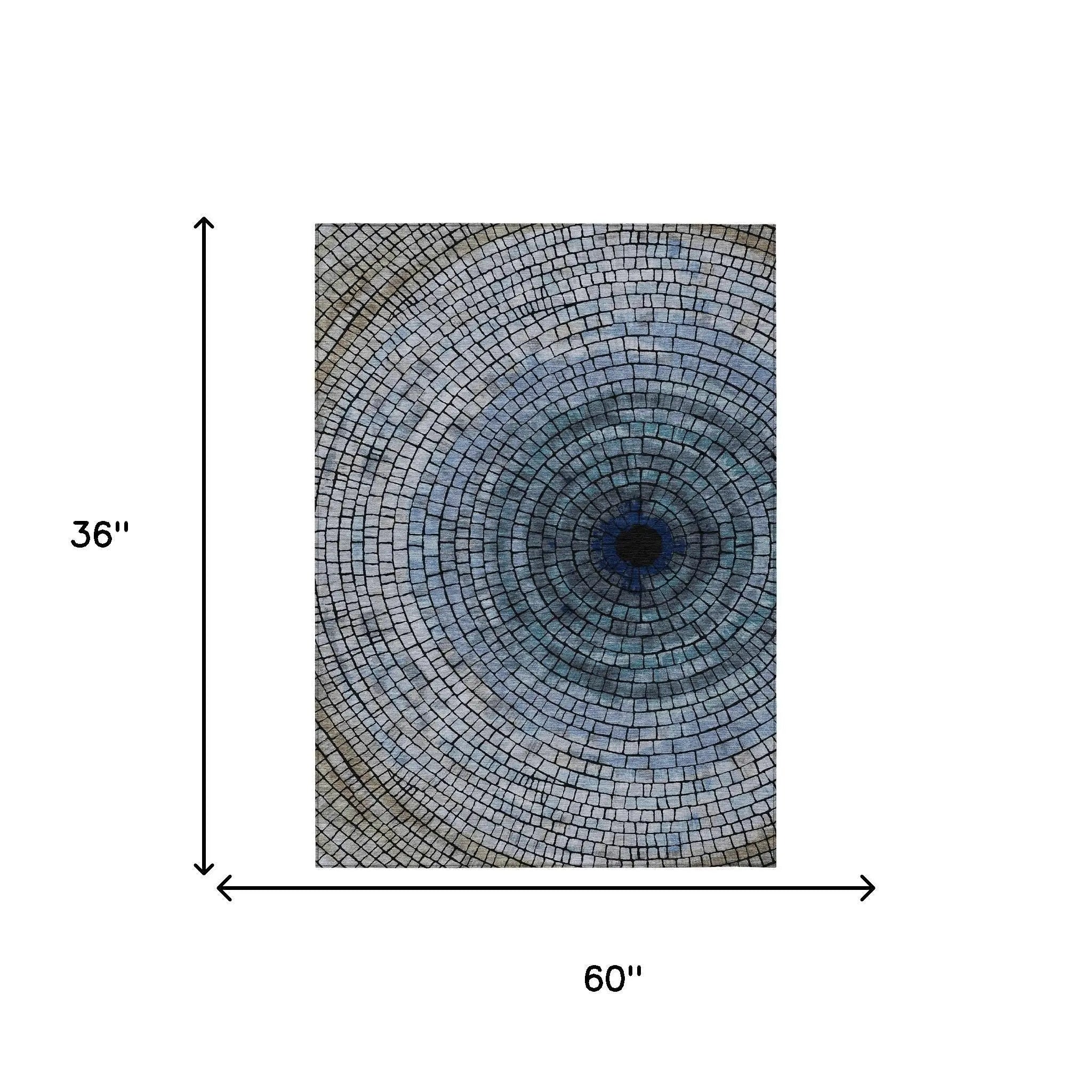 3' X 5' Denim Blue And Blue Geometric Washable Indoor Outdoor Area Rug Homeroots Outdoor