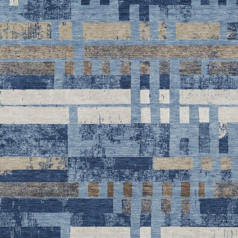 3' X 5' Denim Blue And Blue Striped Washable Indoor Outdoor Area Rug Homeroots Outdoor