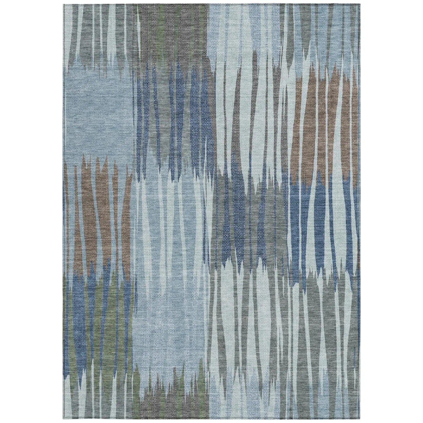 3' X 5' Denim Blue And Blue Striped Washable Indoor Outdoor Area Rug Homeroots Outdoor