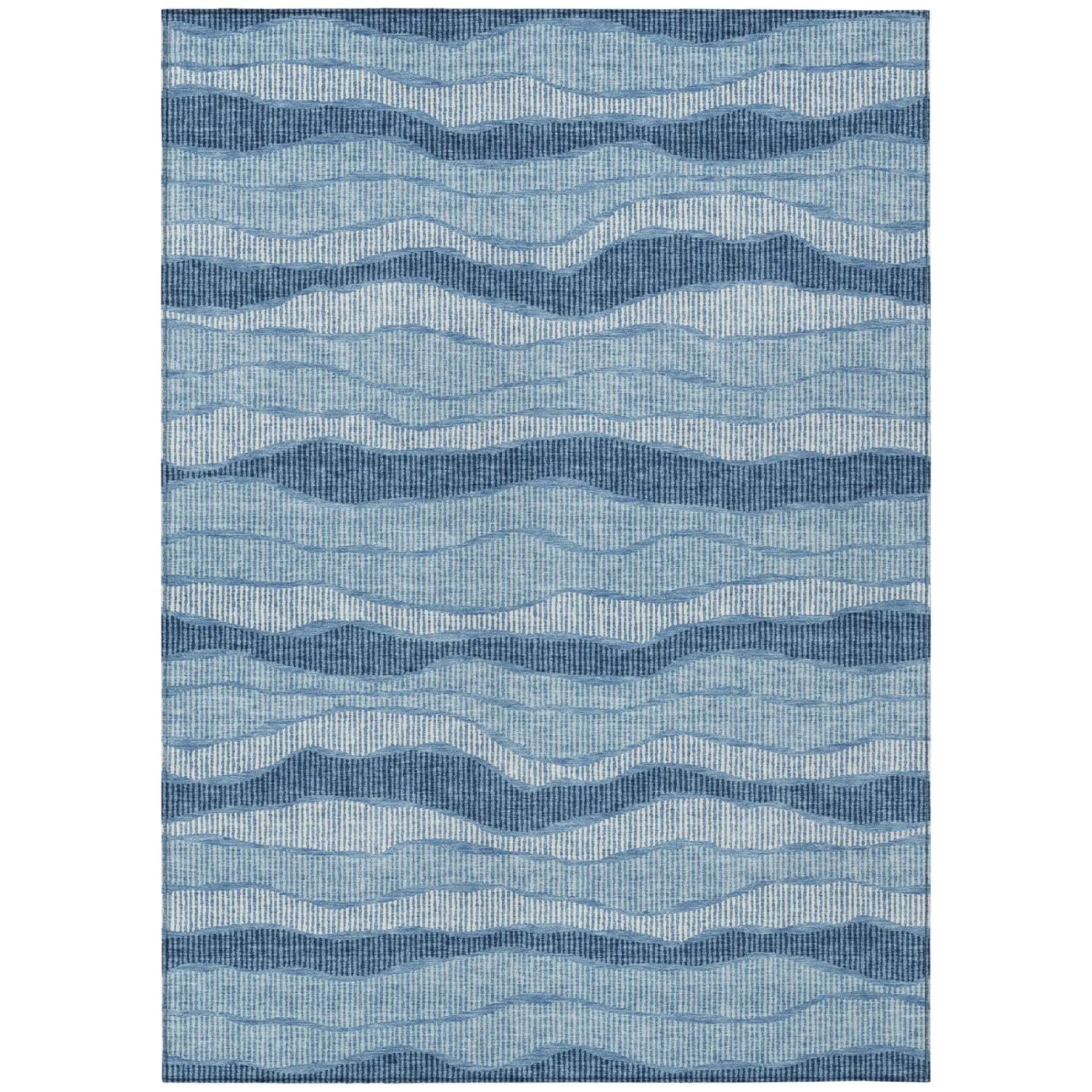 3' X 5' Denim Blue And Blue Striped Washable Indoor Outdoor Area Rug Homeroots Outdoor