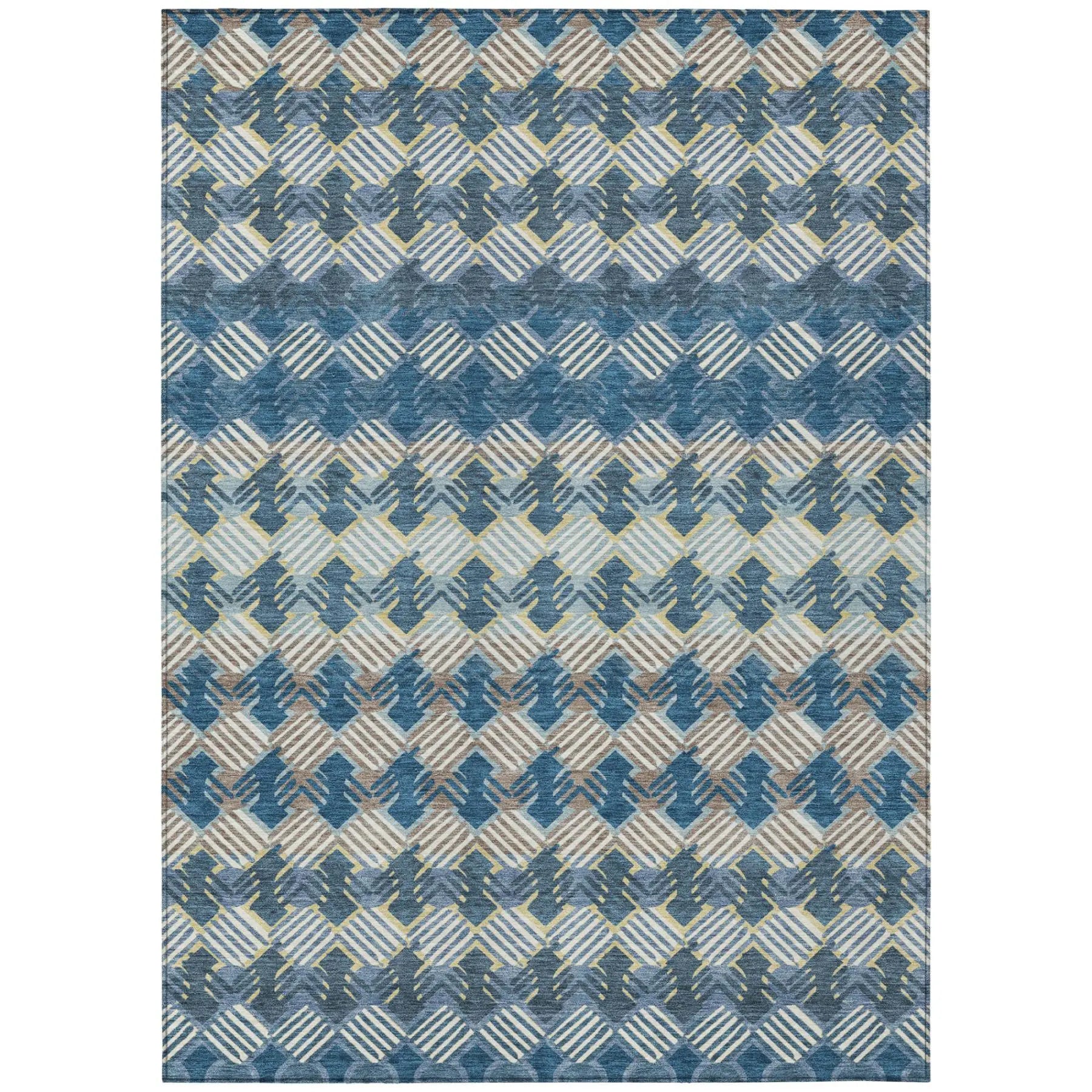 3' X 5' Denim Blue And Blue Striped Washable Indoor Outdoor Area Rug Homeroots Outdoor