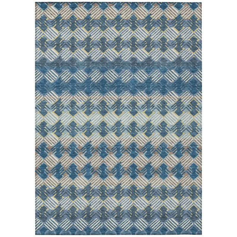 3' X 5' Denim Blue And Blue Striped Washable Indoor Outdoor Area Rug Homeroots Outdoor