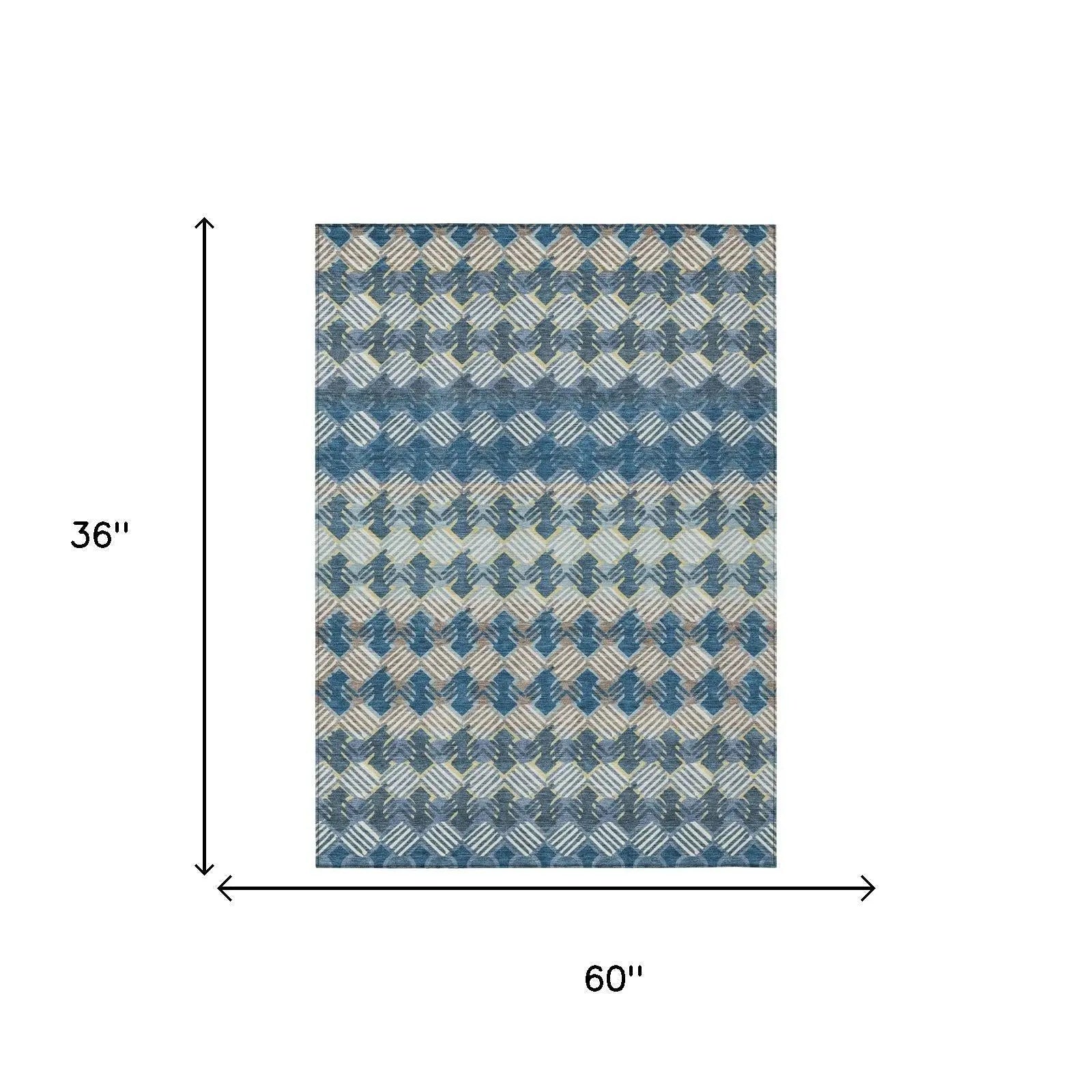 3' X 5' Denim Blue And Blue Striped Washable Indoor Outdoor Area Rug Homeroots Outdoor