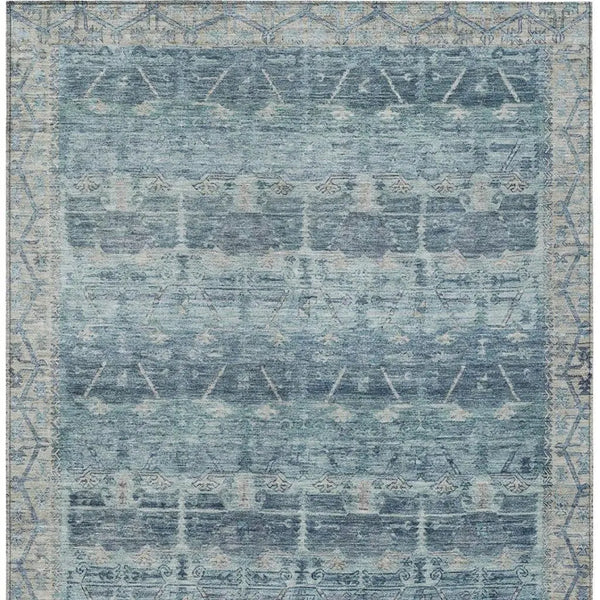 3' X 5' Denim Blue And Blue Tribal Washable Indoor Outdoor Area Rug Homeroots Outdoor