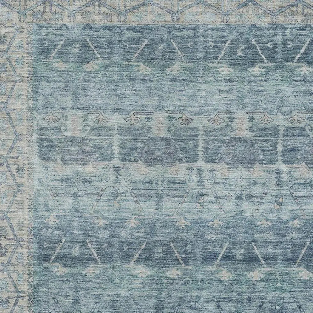 3' X 5' Denim Blue And Blue Tribal Washable Indoor Outdoor Area Rug Homeroots Outdoor