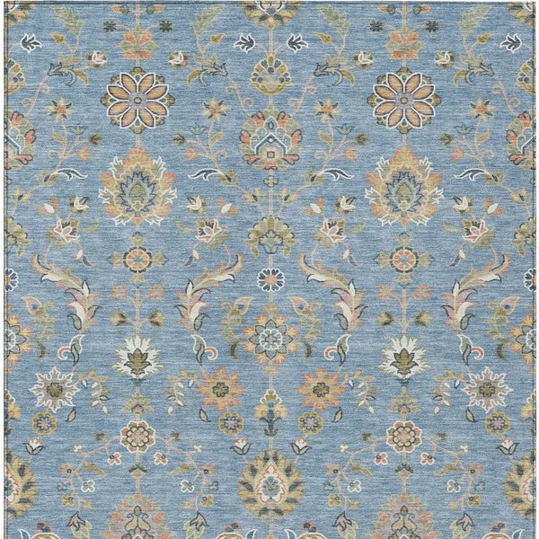 3' X 5' Denim Blue And Copper Abstract Washable Indoor Outdoor Area Rug Homeroots Outdoor