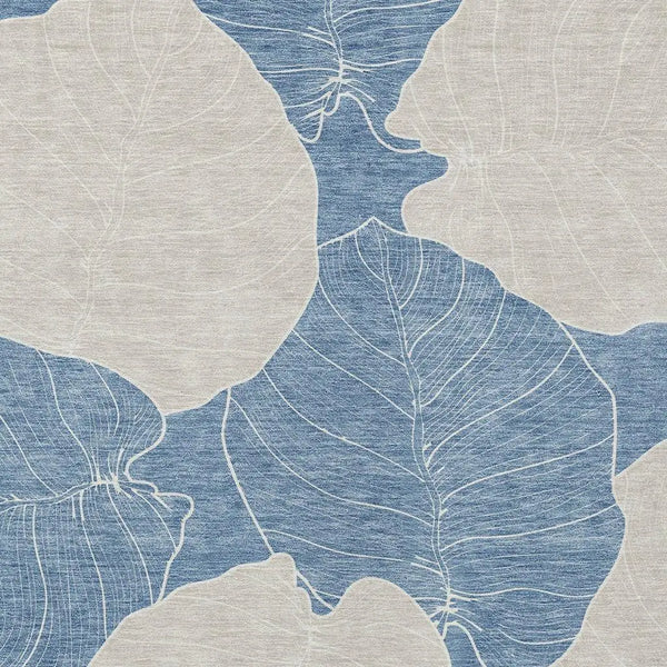 3' X 5' Denim Blue And Ivory Floral Washable Indoor Outdoor Area Rug Homeroots Outdoor