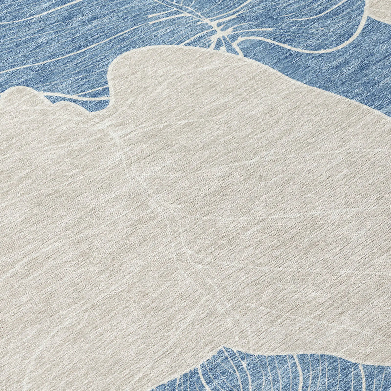 3' X 5' Denim Blue And Ivory Floral Washable Indoor Outdoor Area Rug Homeroots Outdoor