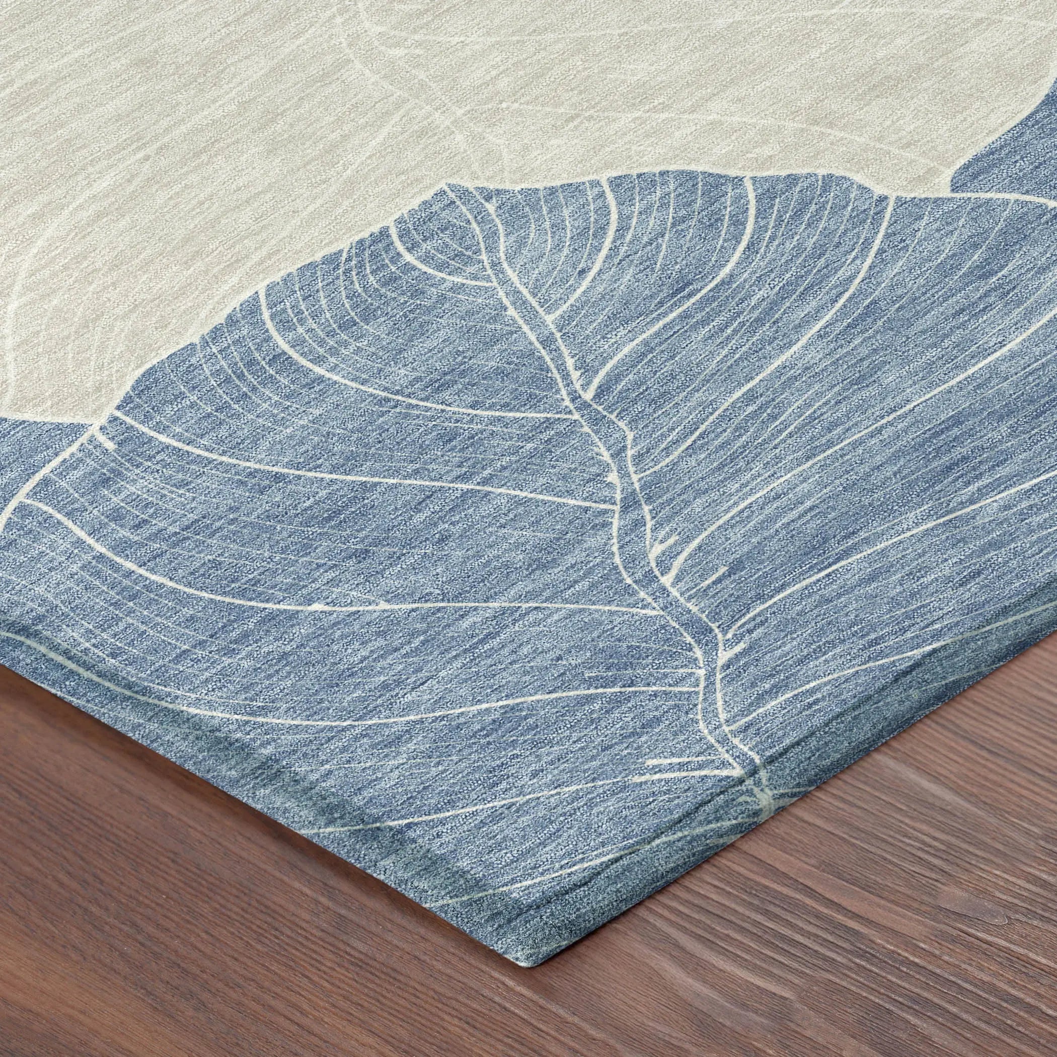 3' X 5' Denim Blue And Ivory Floral Washable Indoor Outdoor Area Rug Homeroots Outdoor