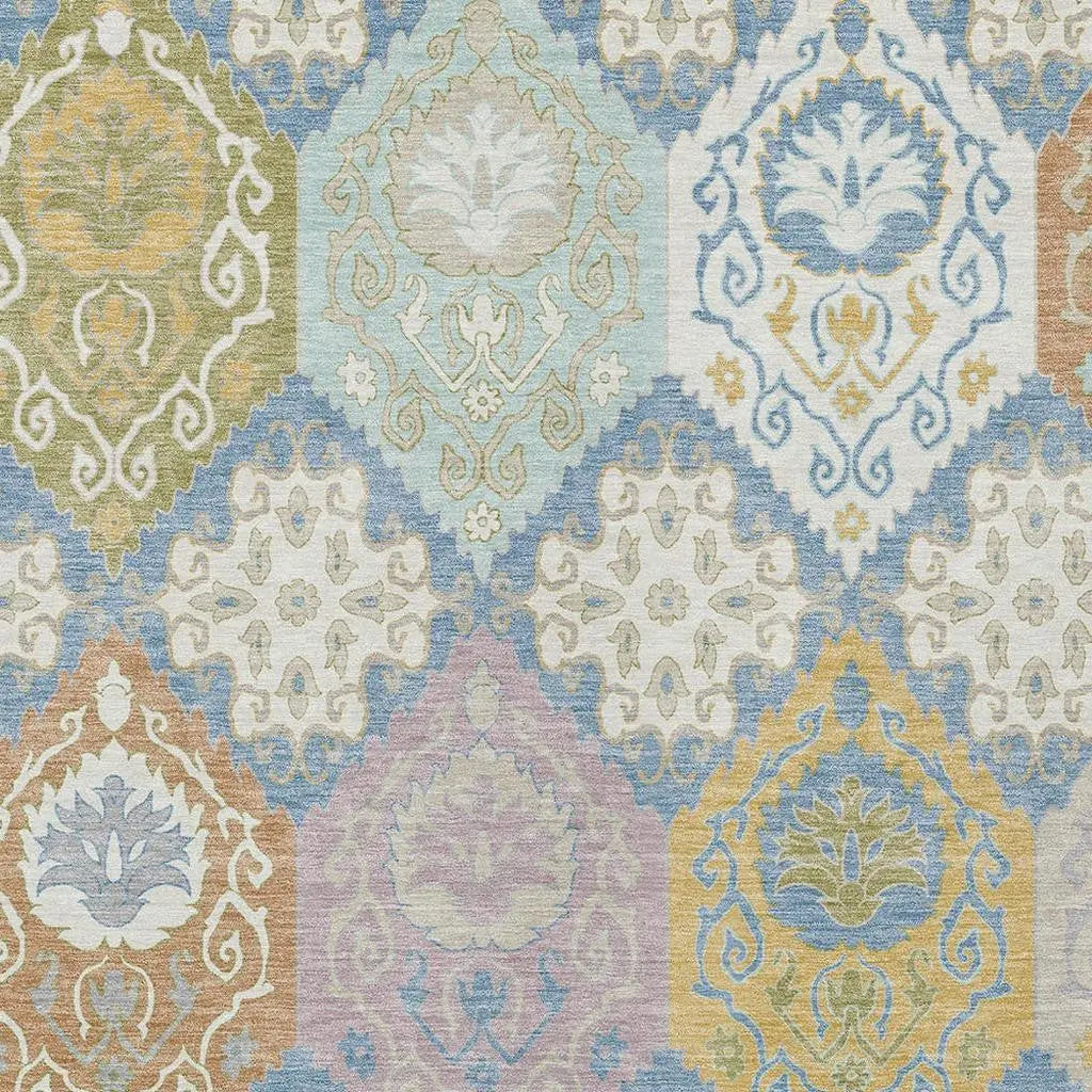 3' X 5' Denim Blue And Ivory Geometric Washable Indoor Outdoor Area Rug Homeroots Outdoor