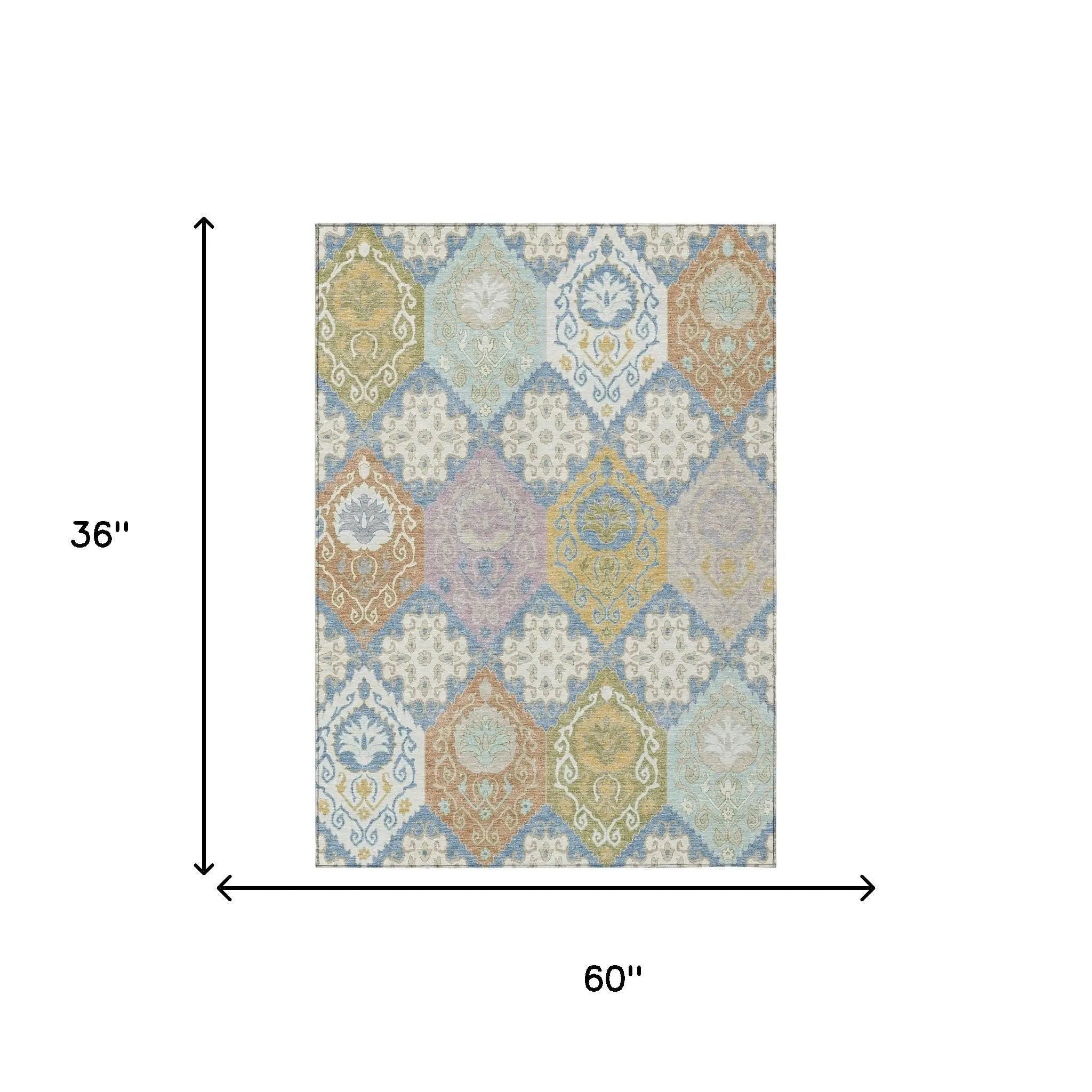 3' X 5' Denim Blue And Ivory Geometric Washable Indoor Outdoor Area Rug Homeroots Outdoor