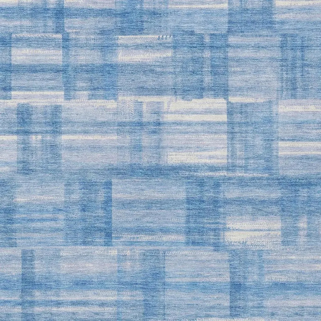 3' X 5' Denim Blue And Ivory Striped Washable Indoor Outdoor Area Rug Homeroots Outdoor