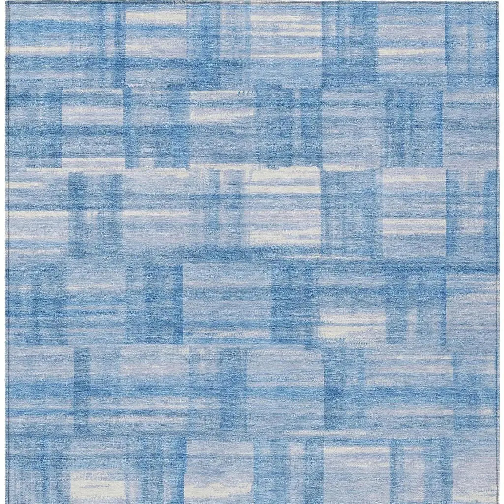 3' X 5' Denim Blue And Ivory Striped Washable Indoor Outdoor Area Rug Homeroots Outdoor