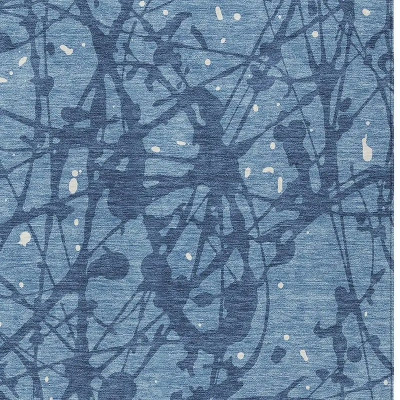 3' X 5' Denim Blue And Navy Blue Abstract Washable Indoor Outdoor Area Rug Homeroots Outdoor