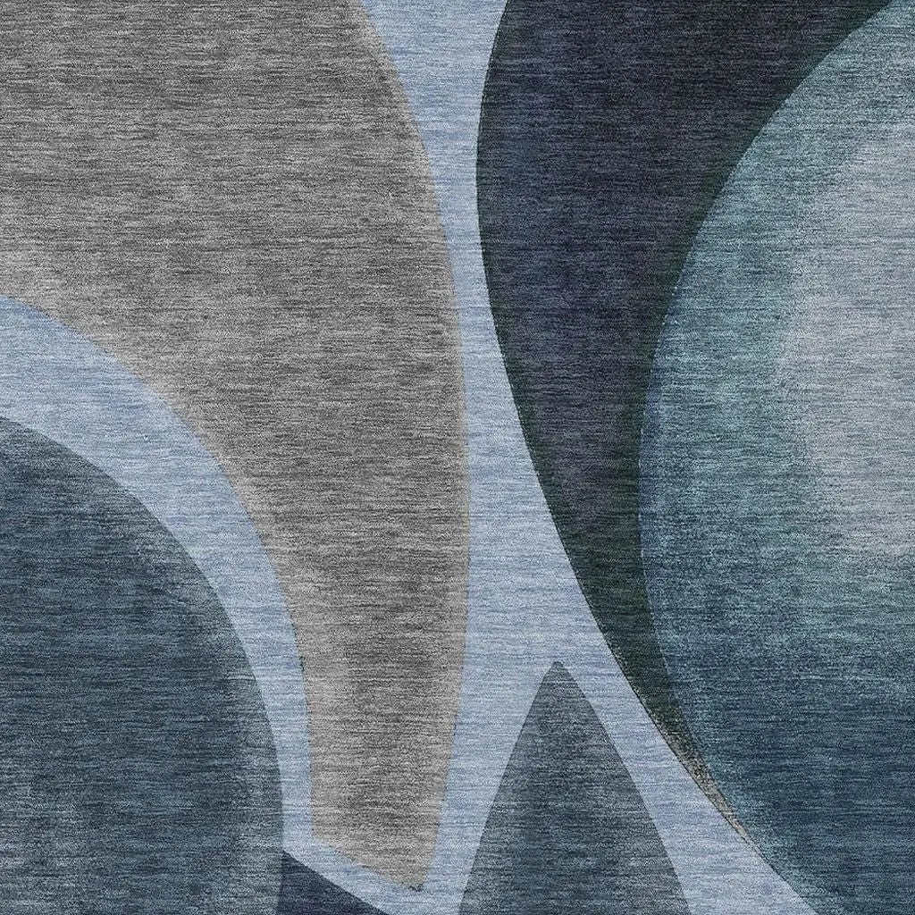 3' X 5' Denim Blue And Navy Blue Abstract Washable Indoor Outdoor Area Rug Homeroots Outdoor