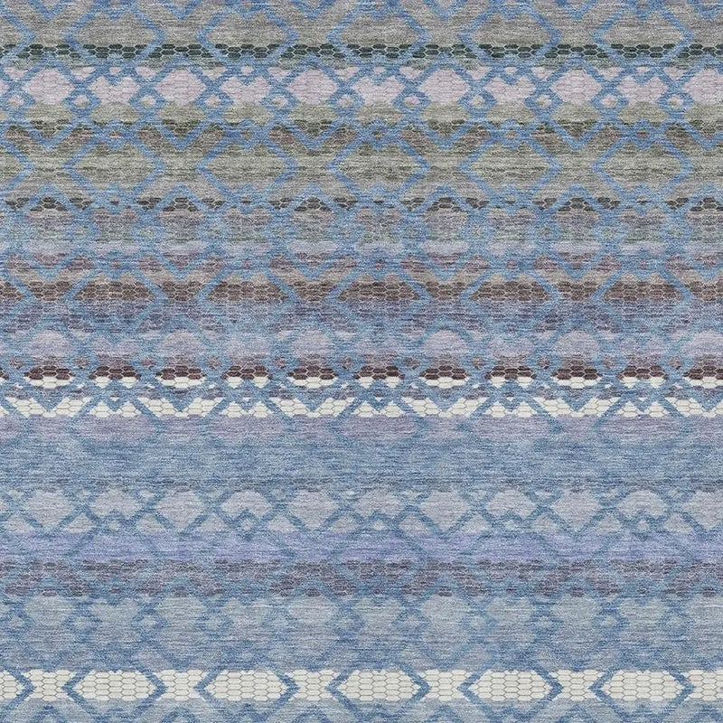 3' X 5' Denim Blue And Sky Blue Striped Washable Indoor Outdoor Area Rug Homeroots Outdoor