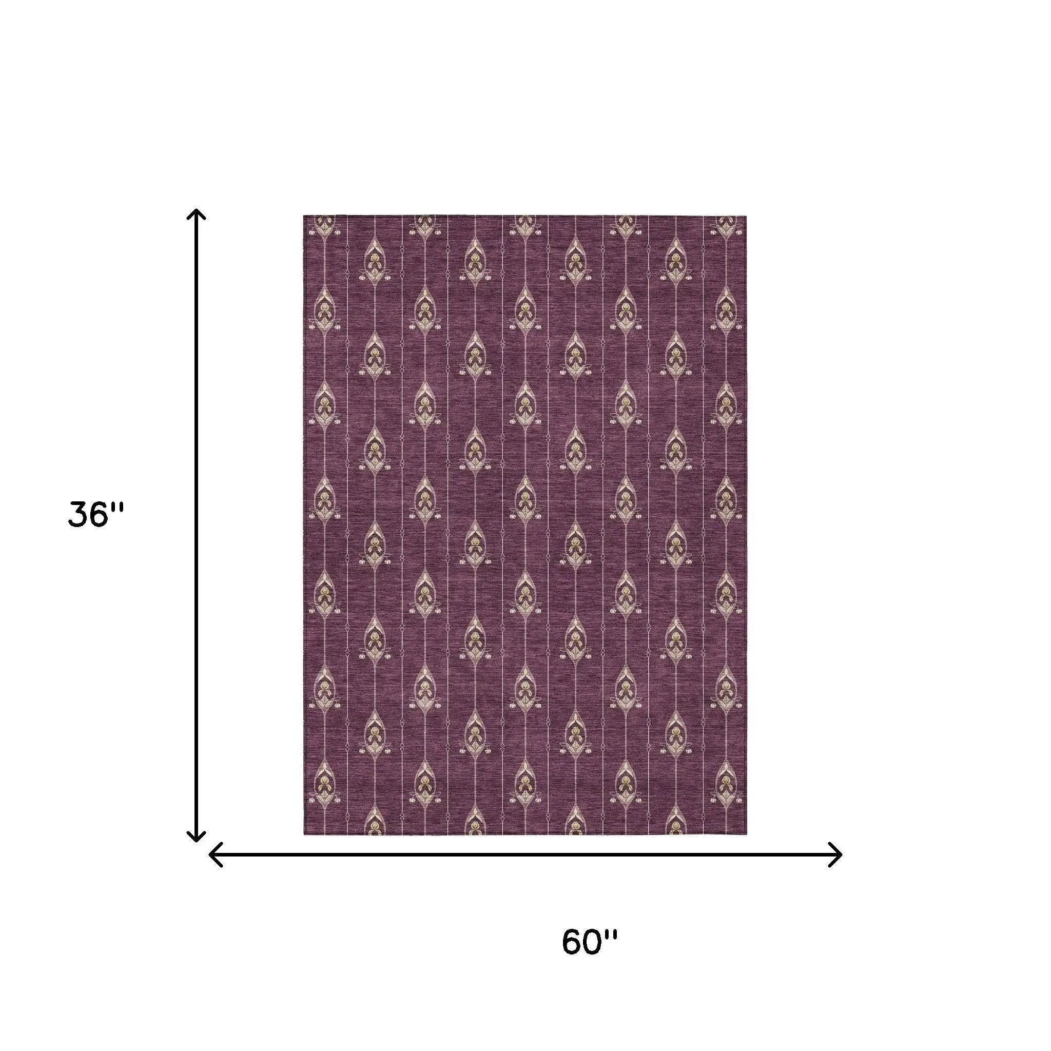 3' X 5' Eggplant And Graphite Geometric Washable Indoor Outdoor Area Rug Homeroots Outdoor