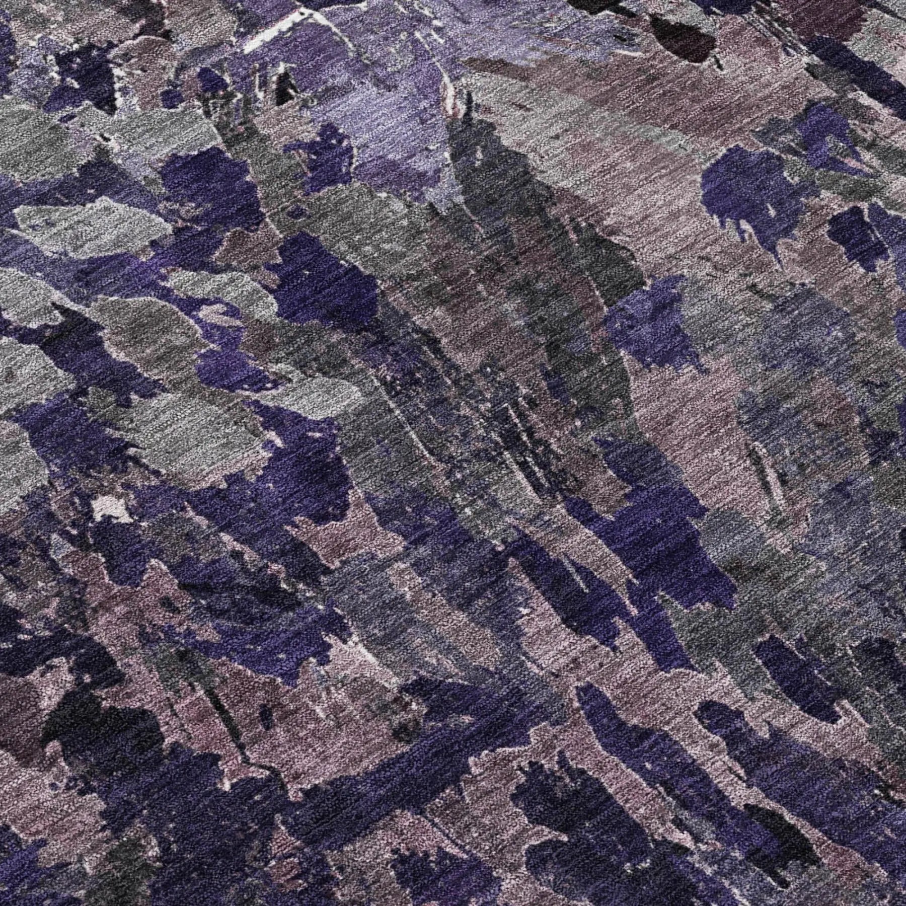 3' X 5' Eggplant And Purple Abstract Washable Indoor Outdoor Area Rug Homeroots Outdoor