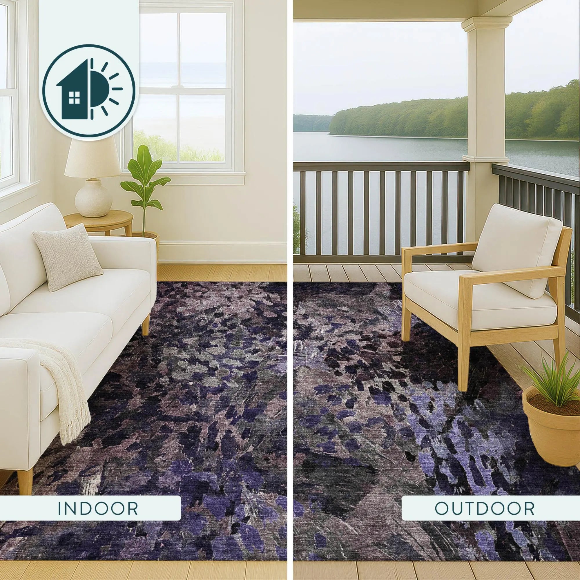 3' X 5' Eggplant And Purple Abstract Washable Indoor Outdoor Area Rug Homeroots Outdoor
