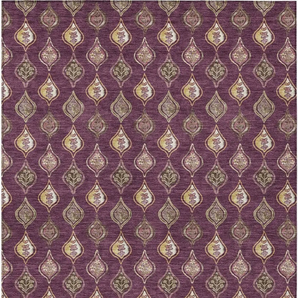 3' X 5' Eggplant And Purple Floral Washable Indoor Outdoor Area Rug Homeroots Outdoor