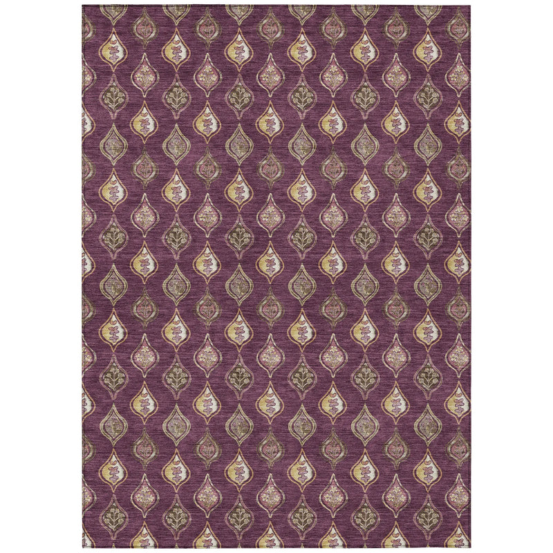 3' X 5' Eggplant And Purple Floral Washable Indoor Outdoor Area Rug Homeroots Outdoor