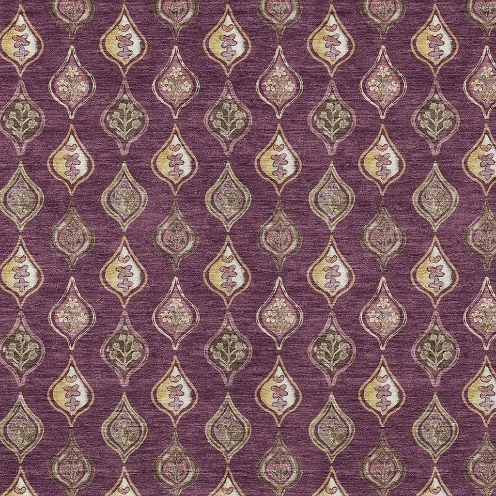 3' X 5' Eggplant And Purple Floral Washable Indoor Outdoor Area Rug Homeroots Outdoor