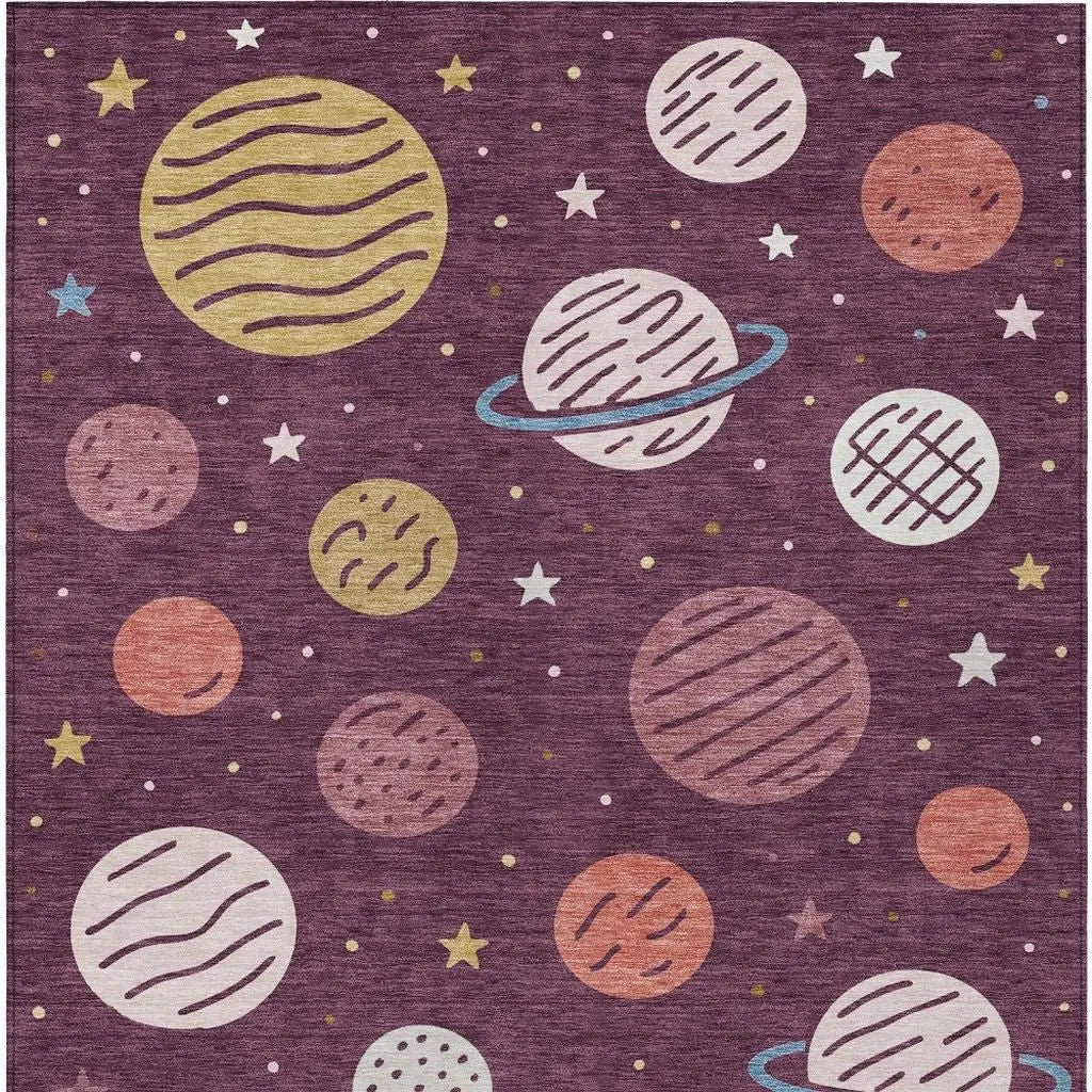 3' X 5' Eggplant And Purple Floral Washable Indoor Outdoor Area Rug Homeroots Outdoor
