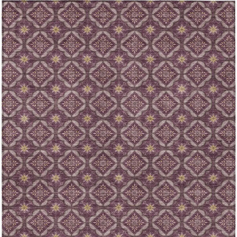 3' X 5' Eggplant And Purple Geometric Washable Indoor Outdoor Area Rug Homeroots Outdoor