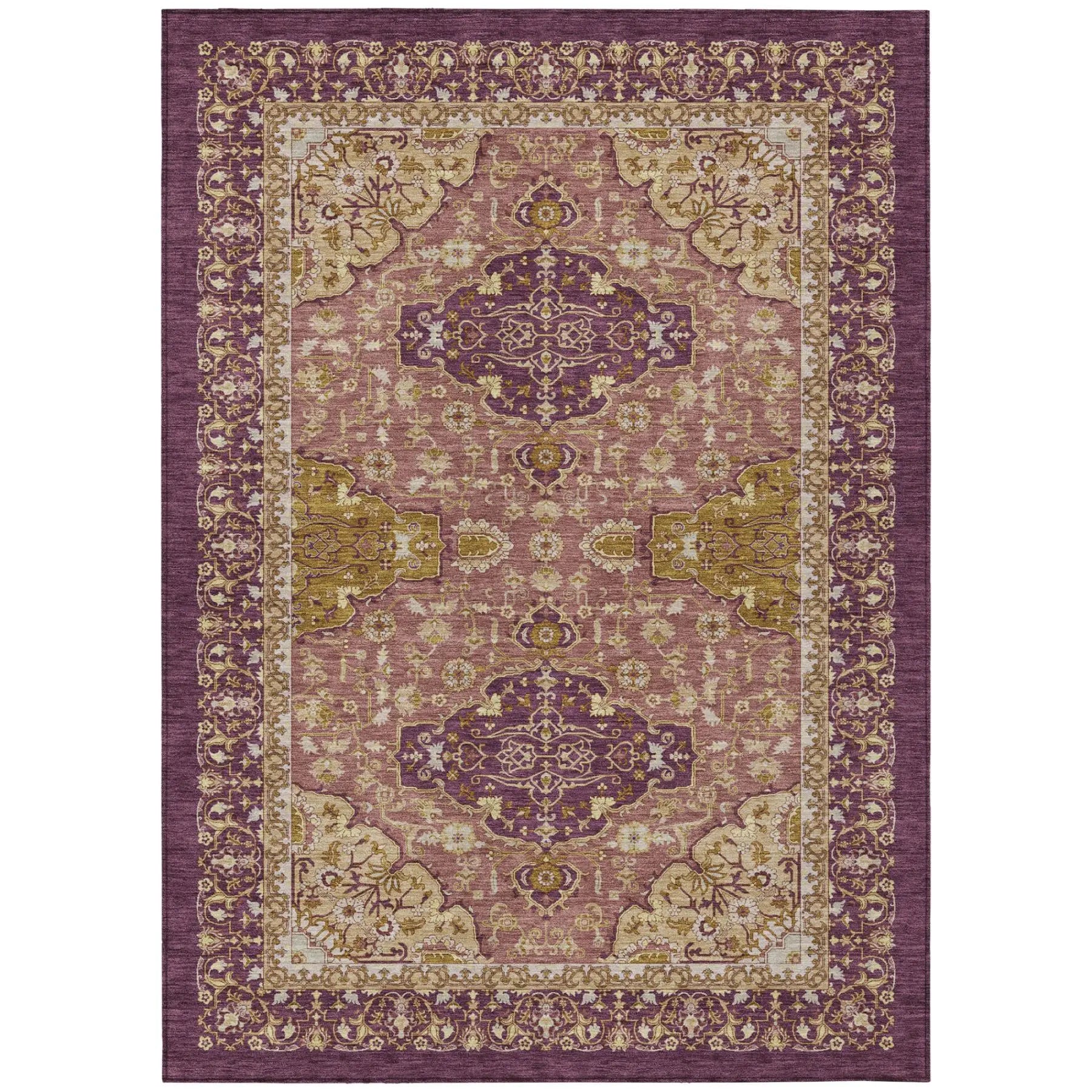 3' X 5' Eggplant And Purple Oriental Washable Indoor Outdoor Area Rug Homeroots Outdoor