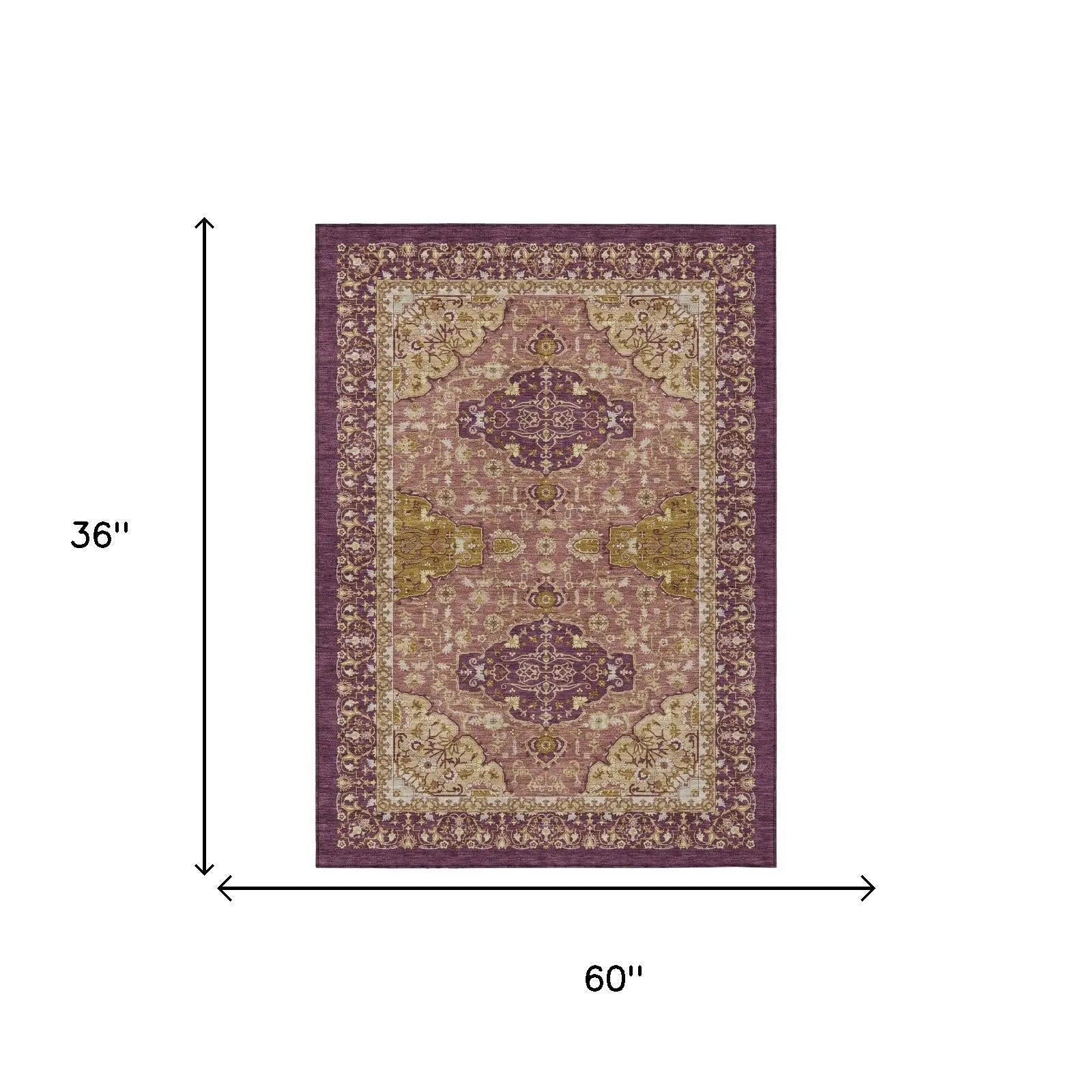 3' X 5' Eggplant And Purple Oriental Washable Indoor Outdoor Area Rug Homeroots Outdoor