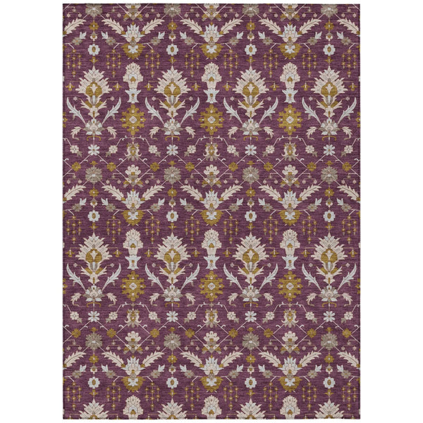 3' X 5' Eggplant And Purple Oriental Washable Indoor Outdoor Area Rug Homeroots Outdoor