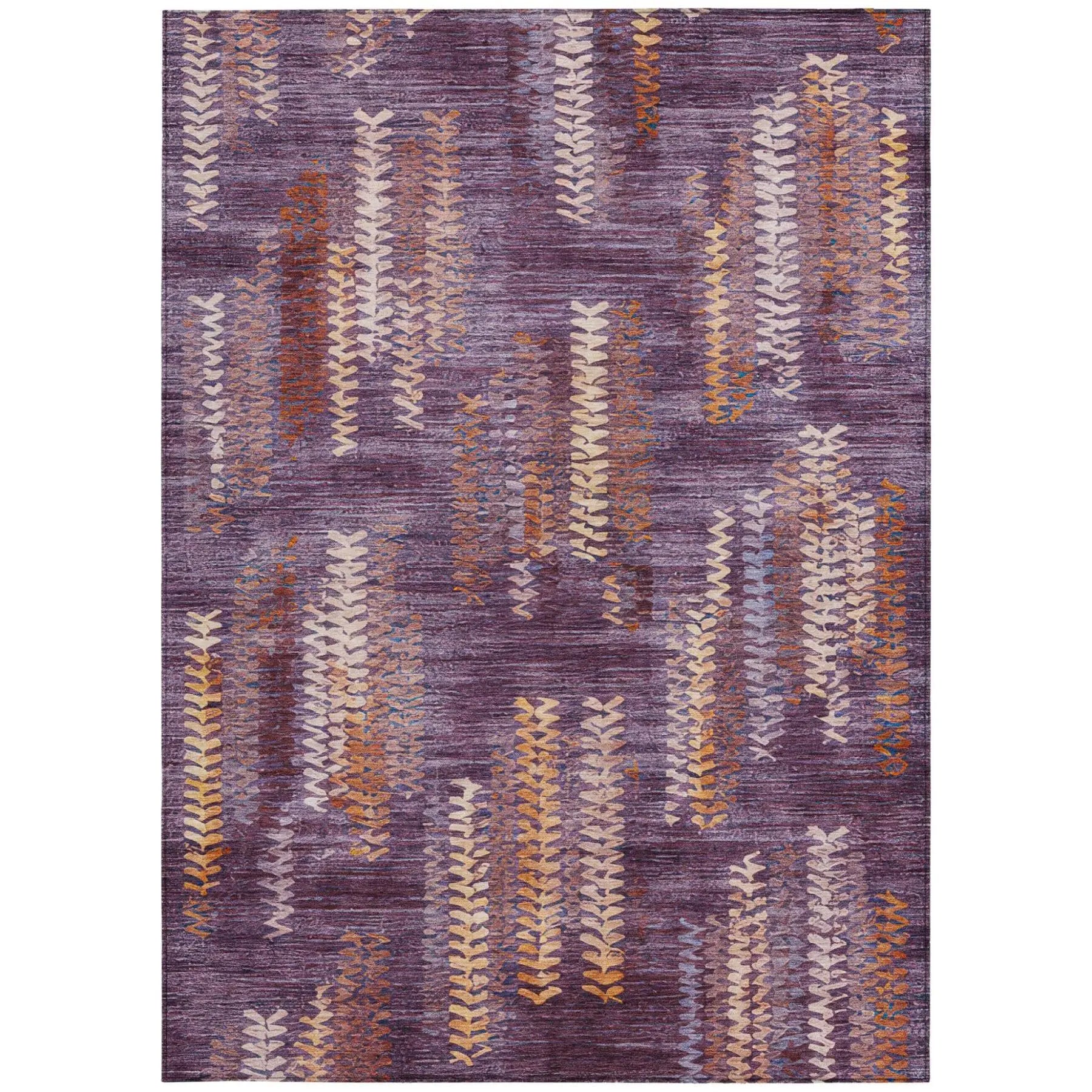 3' X 5' Eggplant And Purple Striped Washable Indoor Outdoor Area Rug Homeroots Outdoor