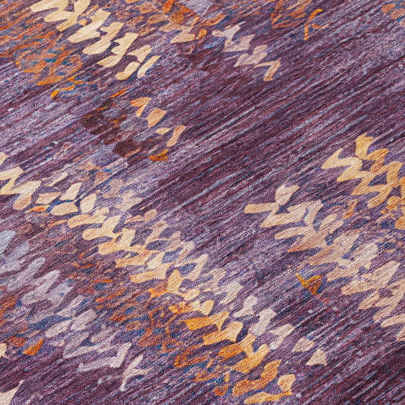 3' X 5' Eggplant And Purple Striped Washable Indoor Outdoor Area Rug Homeroots Outdoor