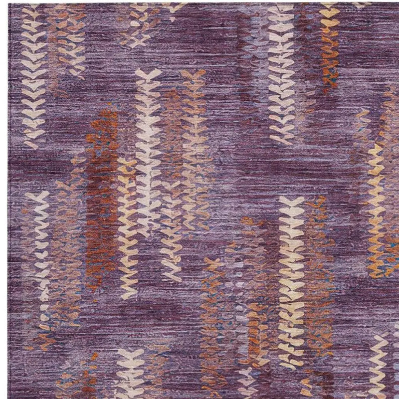 3' X 5' Eggplant And Purple Striped Washable Indoor Outdoor Area Rug Homeroots Outdoor