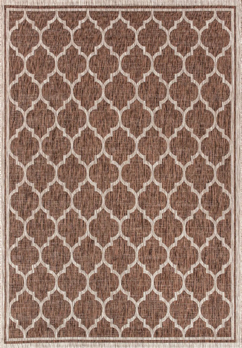 3' X 5' Espresso And Taupe Geometric Indoor Outdoor Area Rug Homeroots Outdoor