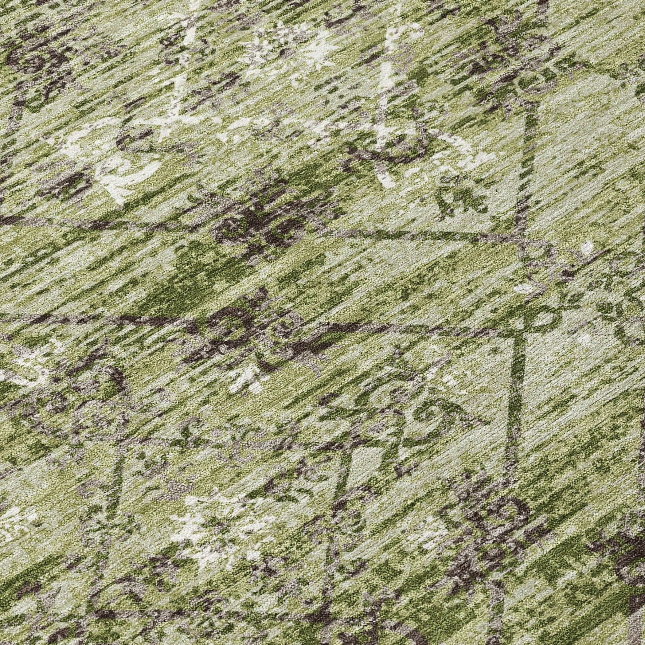 3' X 5' Fern Green And Brown Geometric Washable Indoor Outdoor Area Rug Homeroots Outdoor