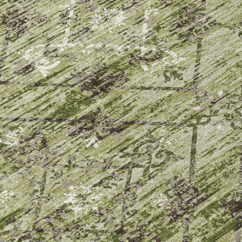 3' X 5' Fern Green And Brown Geometric Washable Indoor Outdoor Area Rug Homeroots Outdoor