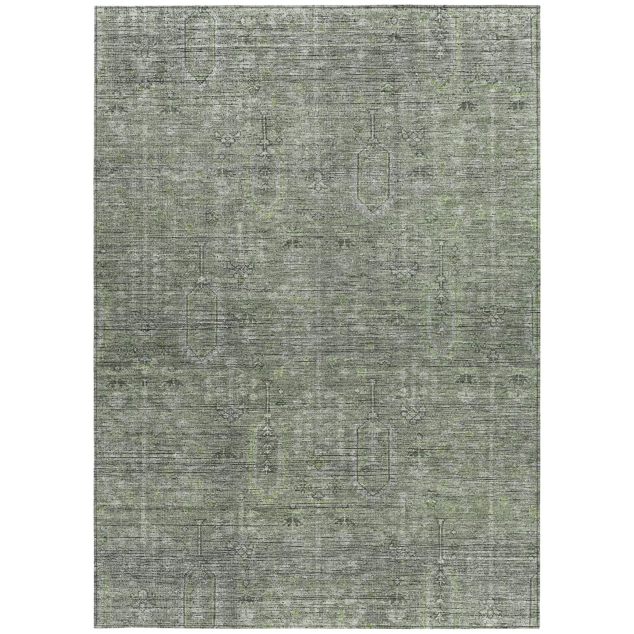 3' X 5' Fern Green And Gray Southwestern Washable Indoor Outdoor Area Rug Homeroots Outdoor