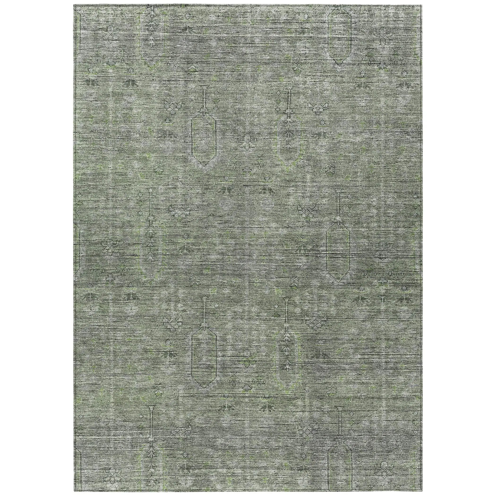 3' X 5' Fern Green And Gray Southwestern Washable Indoor Outdoor Area Rug Homeroots Outdoor
