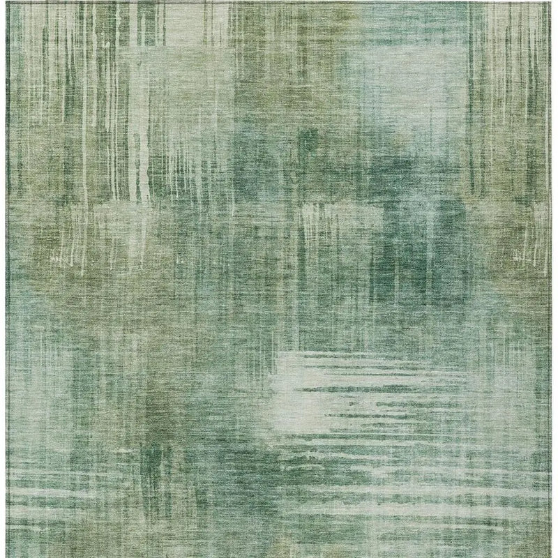3' X 5' Fern Green And Green Abstract Washable Indoor Outdoor Area Rug Homeroots Outdoor
