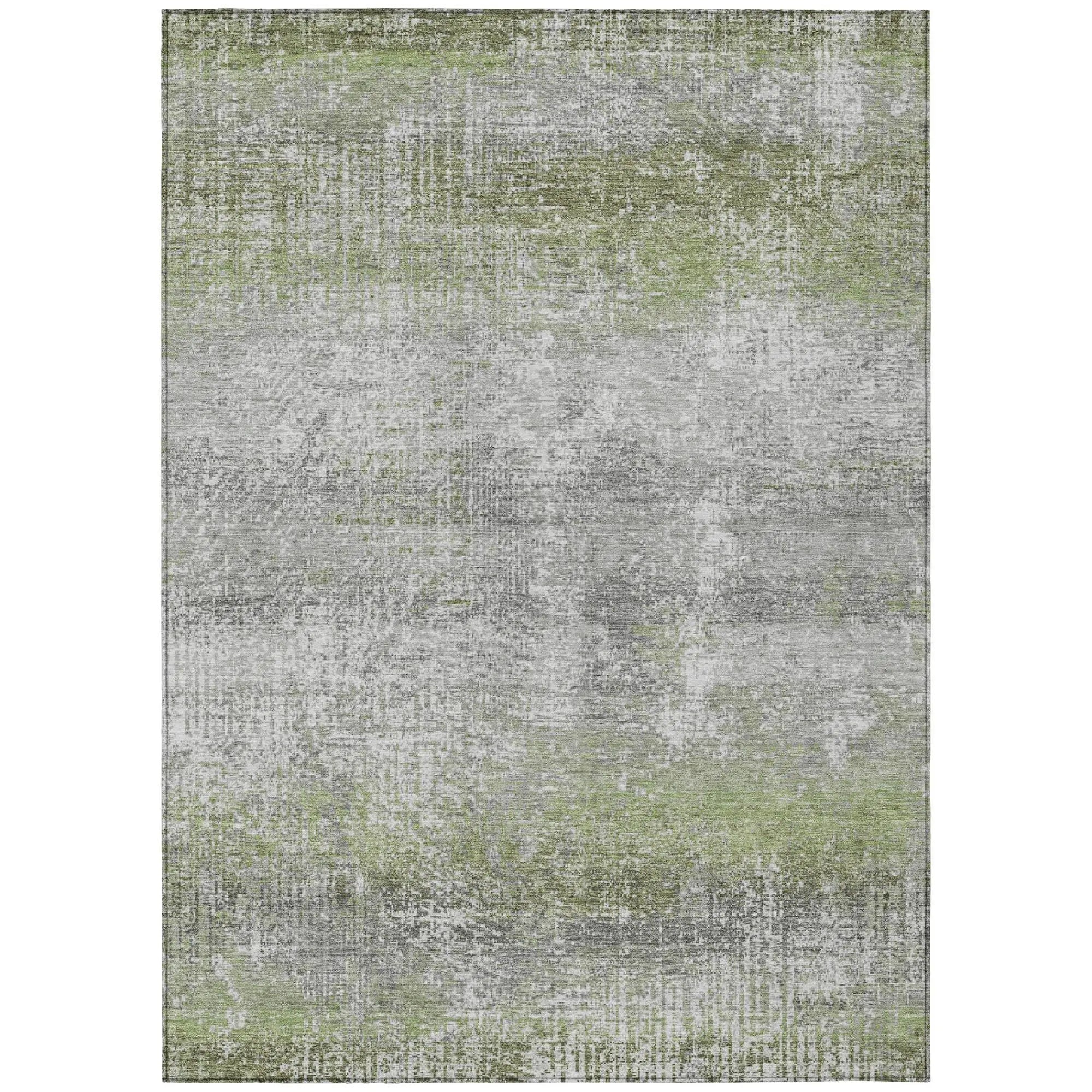 3' X 5' Fern Green And Green Abstract Washable Indoor Outdoor Area Rug Homeroots Outdoor