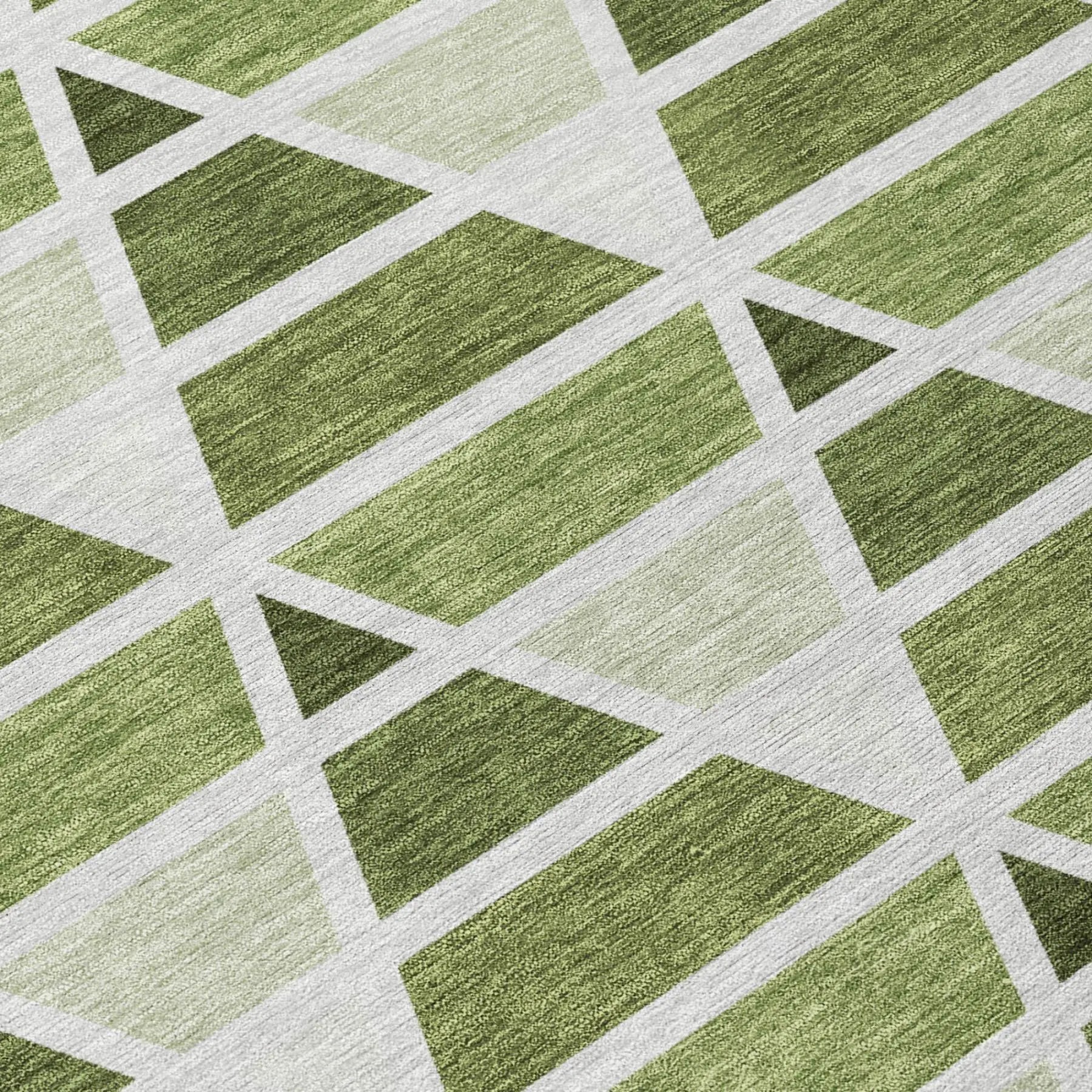 3' X 5' Fern Green And Green Geometric Washable Indoor Outdoor Area Rug Homeroots Outdoor