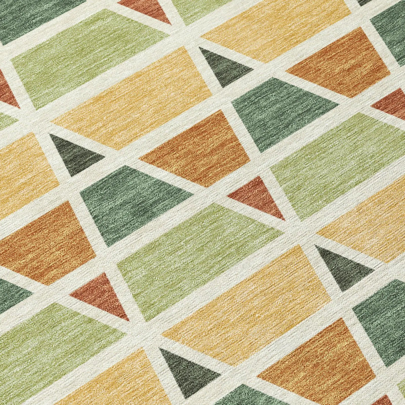 3' X 5' Fern Green And Green Geometric Washable Indoor Outdoor Area Rug Homeroots Outdoor