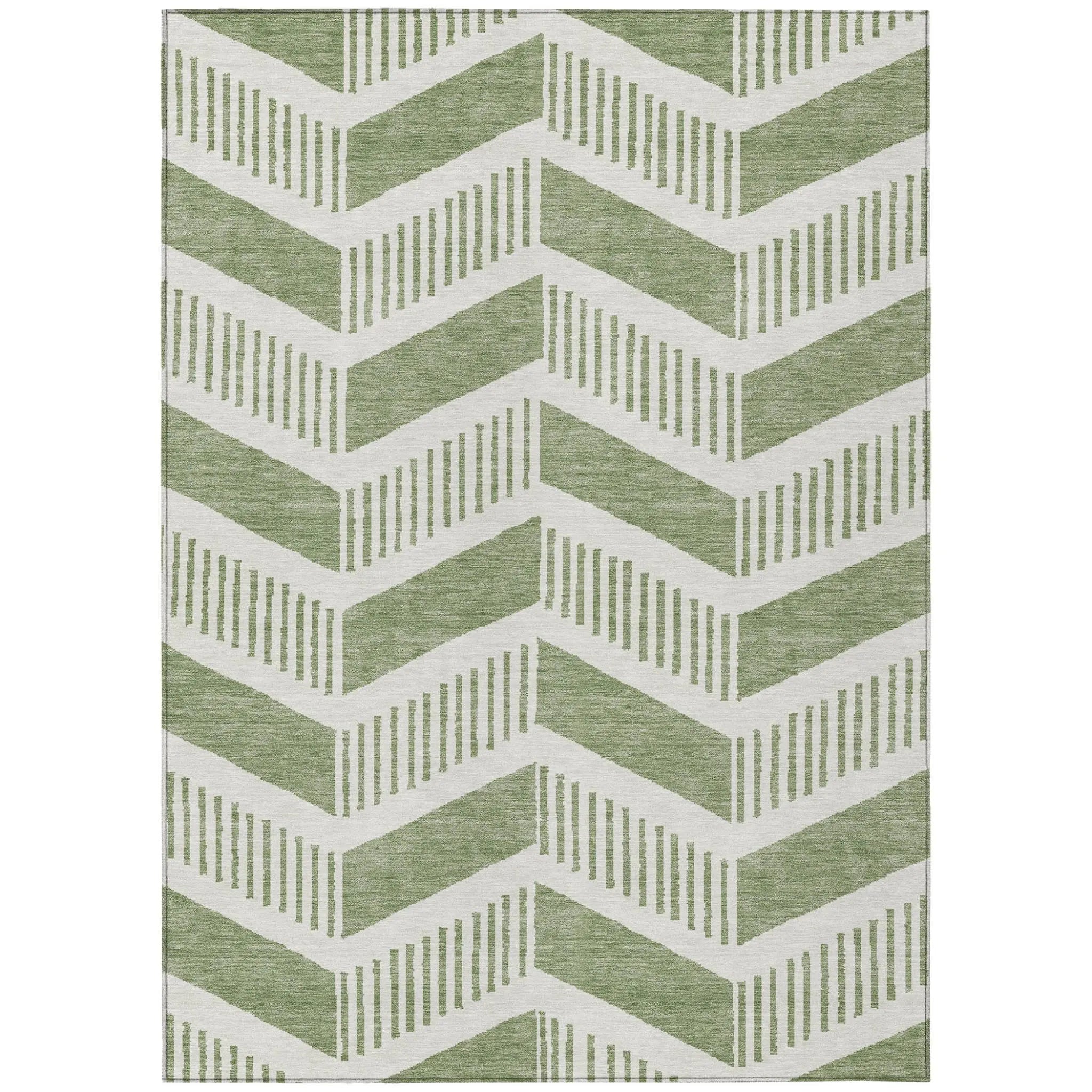 3' X 5' Fern Green And Green Geometric Washable Indoor Outdoor Area Rug Homeroots Outdoor