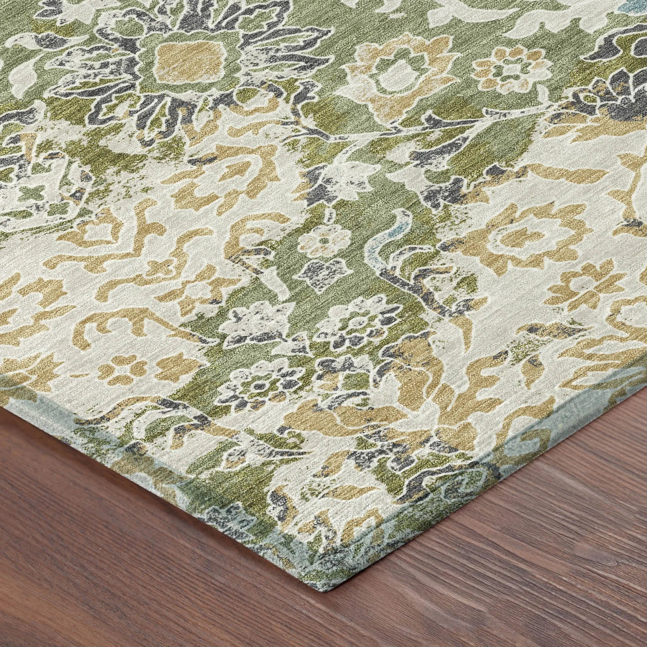 3' X 5' Fern Green And Ivory Geometric Washable Indoor Outdoor Area Rug Homeroots Outdoor