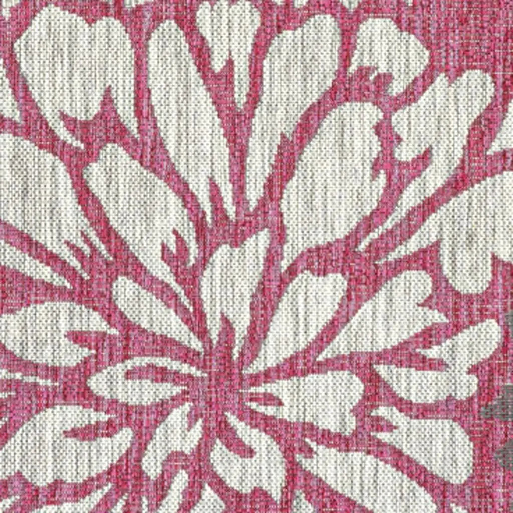 3' X 5' Fuchsia And Light Gray Floral Indoor Outdoor Area Rug Homeroots Outdoor