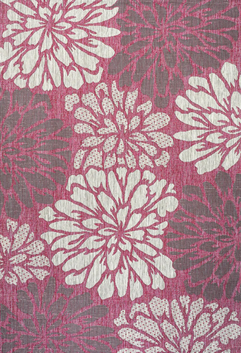 3' X 5' Fuchsia And Light Gray Floral Indoor Outdoor Area Rug Homeroots Outdoor