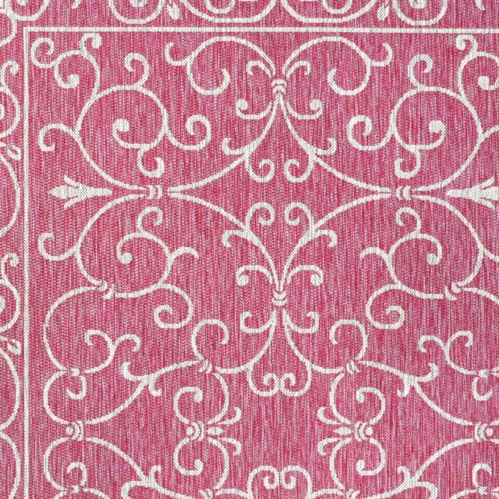 3' X 5' Fuchsia And Light Gray Medallion Indoor Outdoor Area Rug Homeroots Outdoor