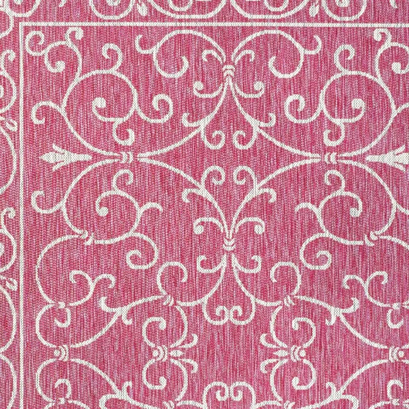 3' X 5' Fuchsia And Light Gray Medallion Indoor Outdoor Area Rug Homeroots Outdoor