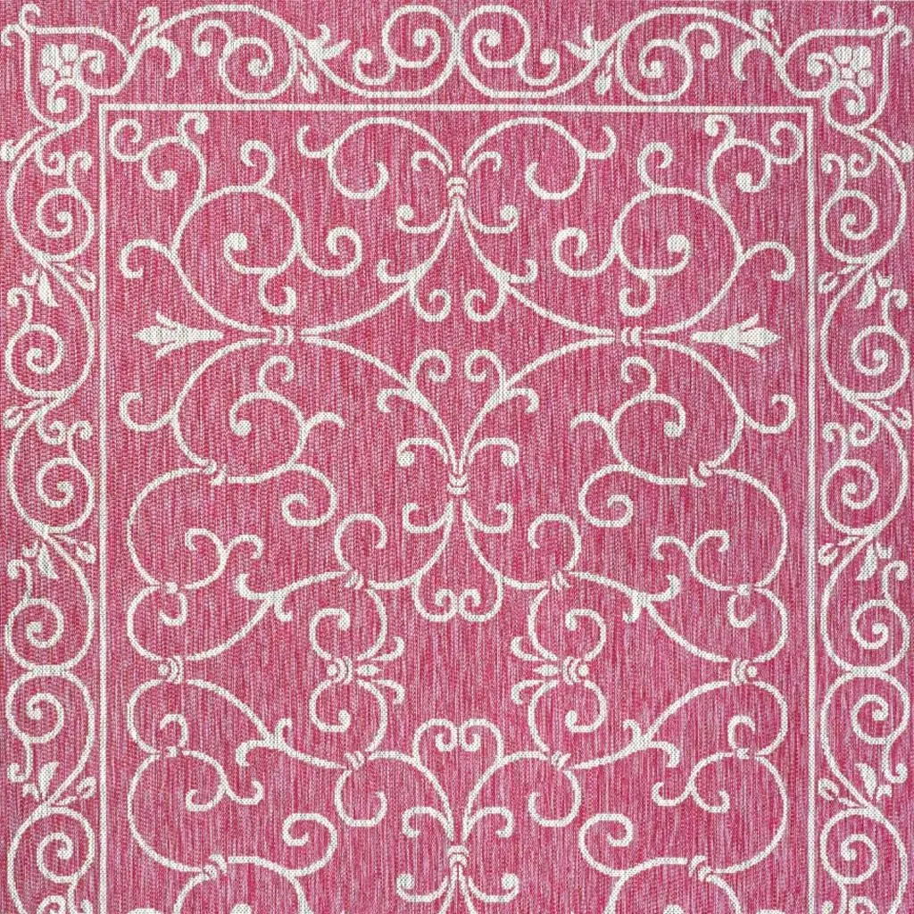 3' X 5' Fuchsia And Light Gray Medallion Indoor Outdoor Area Rug Homeroots Outdoor